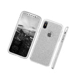 For Iphone X Xs 10S Hard Tpu Rubber Case Cover Silver Shiny Glitter Bling