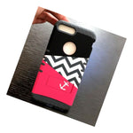 Iphone 7 8 Plus Hybrid Hard Soft Rubber Case Cover Pink Gray Chevron Anchor