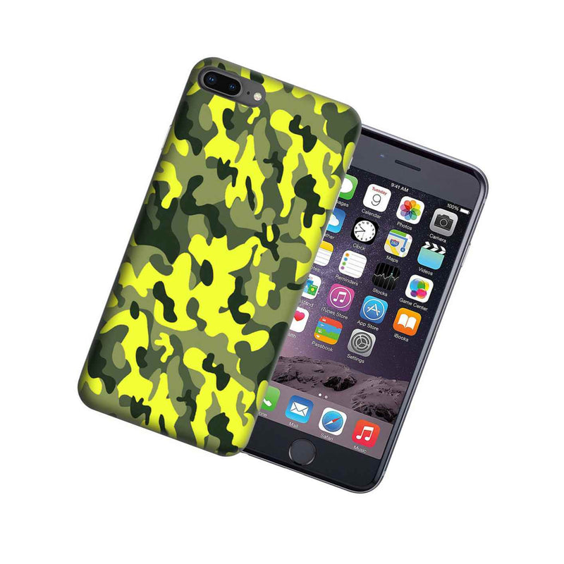 For Apple Iphone 7 Plus 8 Plus Yellow Green Camo Design Tpu Gel Case Cover