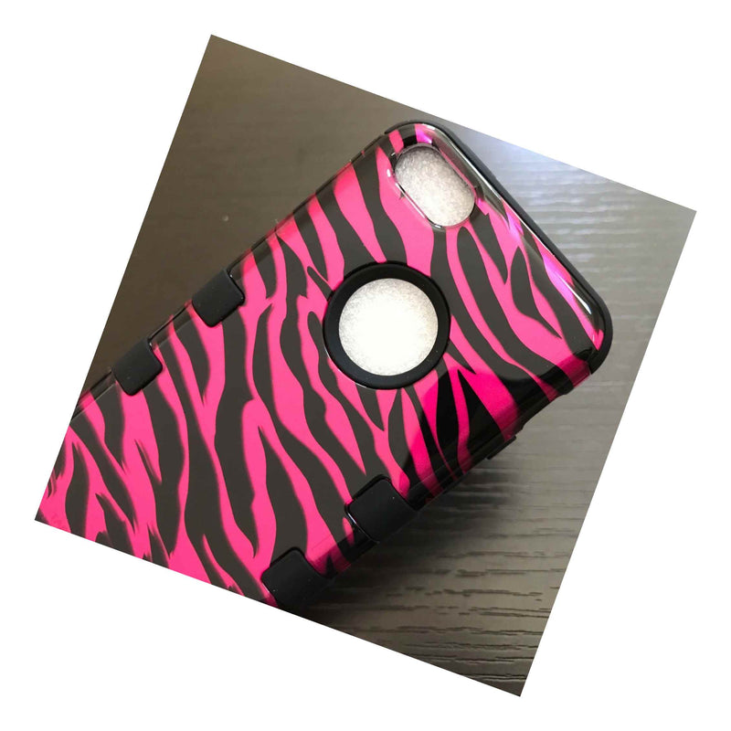 For Iphone 5C Hard Soft Rubber Hybrid Armor Skin Case Cover Pink Zebra Stripes
