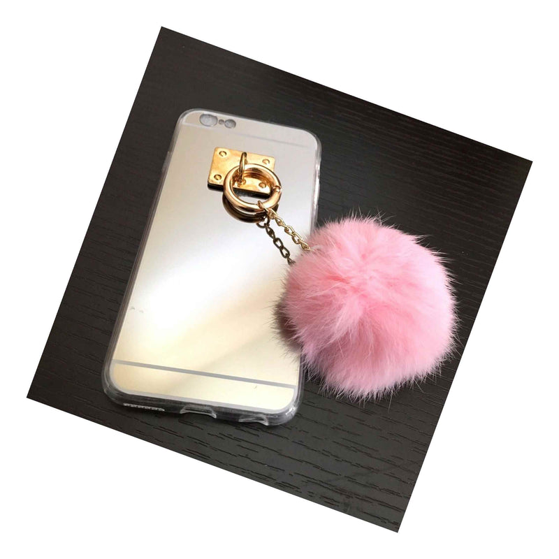 For Iphone 6 6S Tpu Rubber Silicone Luxury Mirror Case Cover W Fur Dust Plug