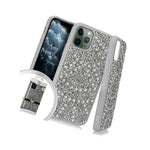 For Iphone 11 6 1 Hard Premium Tpu Rubber Case Cover Silver Diamond Bling Pearl