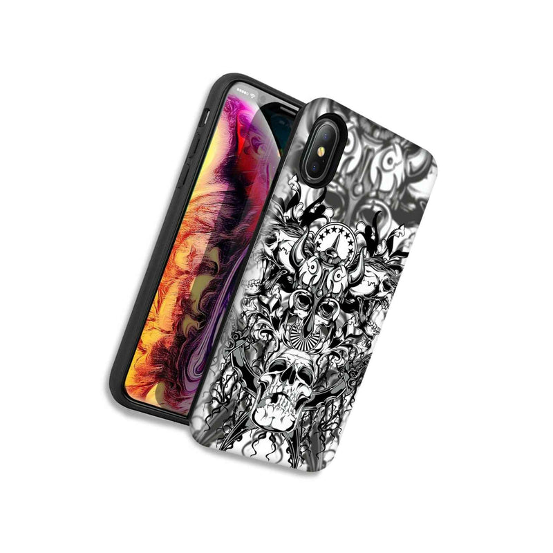 Viking Skulls Double Layer Hybrid Case Cover For Apple Iphone Xs X