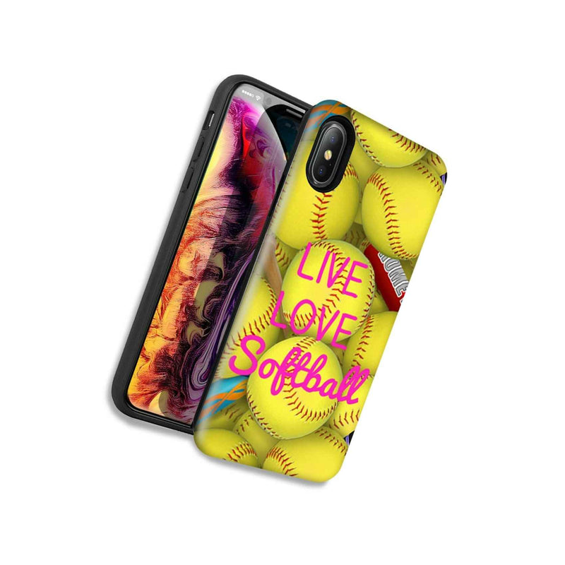 Love Softball Double Layer Hybrid Case Cover For Apple Iphone Xs X