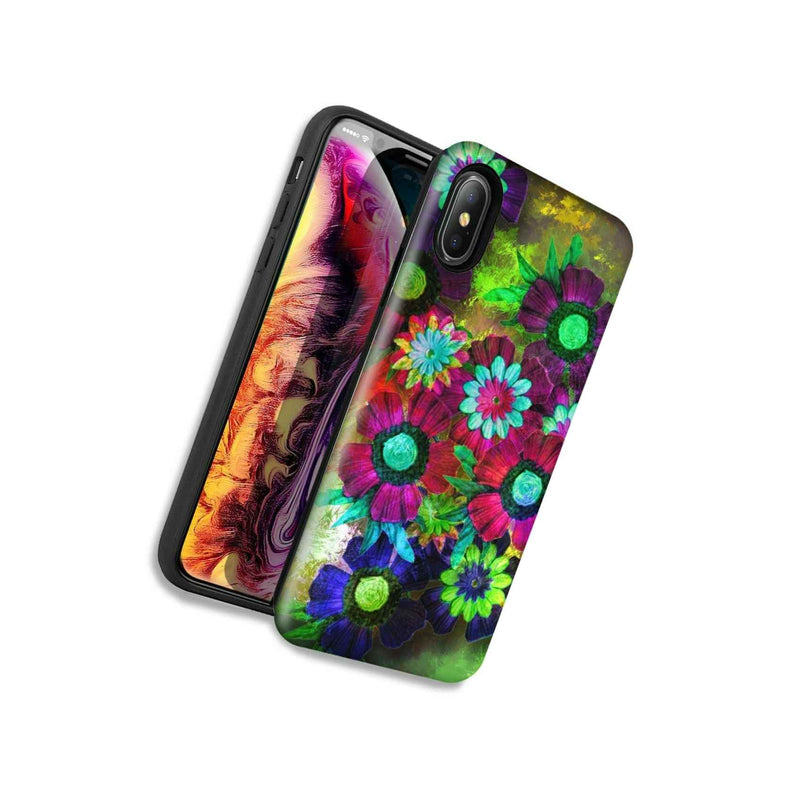 Colorful Daisies Double Layer Hybrid Case Cover For Apple Iphone Xs X