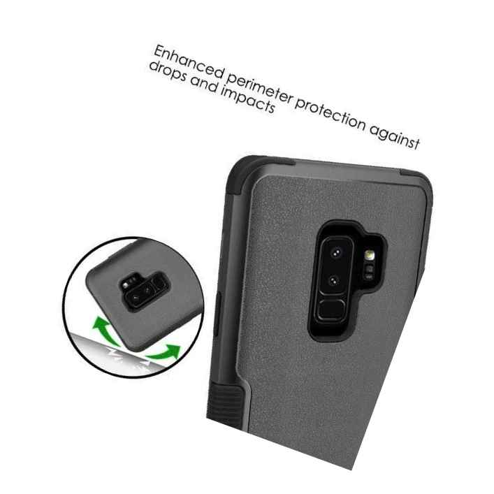For Samsung Galaxy S9 Plus Hybrid Hard Soft Shockproof Armor Case Cover Black