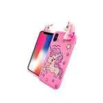 Iphone X Xs 10S Soft Silicone Rubber Skin Case Cover 4D Pink Unicorn Stars