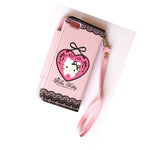 Iphone 5C Hello Kitty Leather Wallet Flip Pouch Case Cover Pink Lace Heart