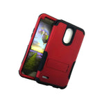 For Lg Stylo 3 Stylo 3 Plus Hard Soft Rubber Hybrid Armor Kickstand Case Red