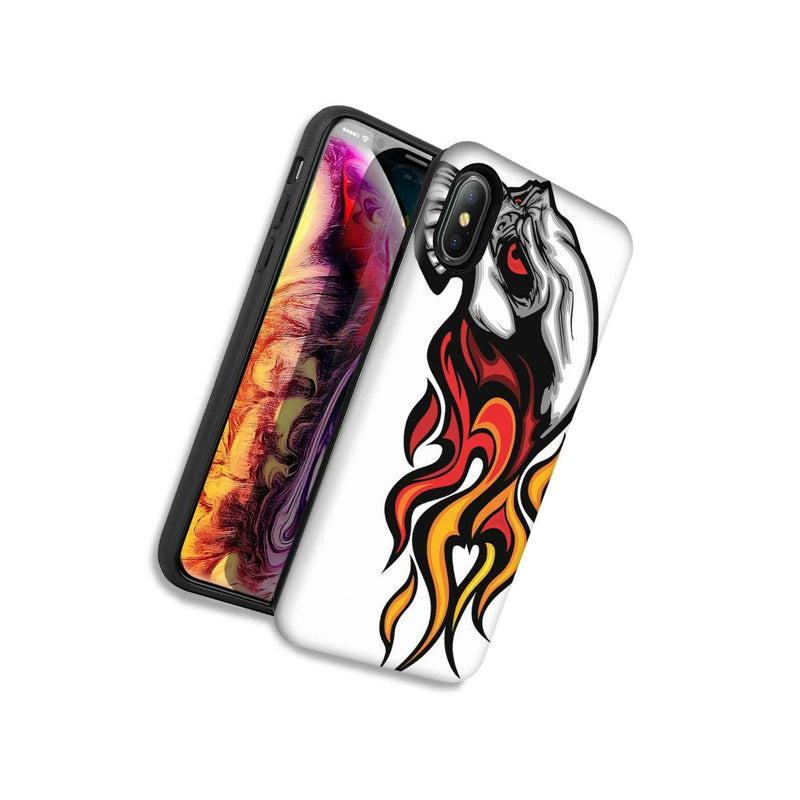 Hotrod Skull Flames Double Layer Hybrid Case Cover For Apple Iphone Xs X