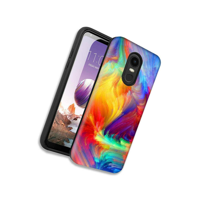 Feather Paint Double Layer Hybrid Case Cover For Lg Stylo 4