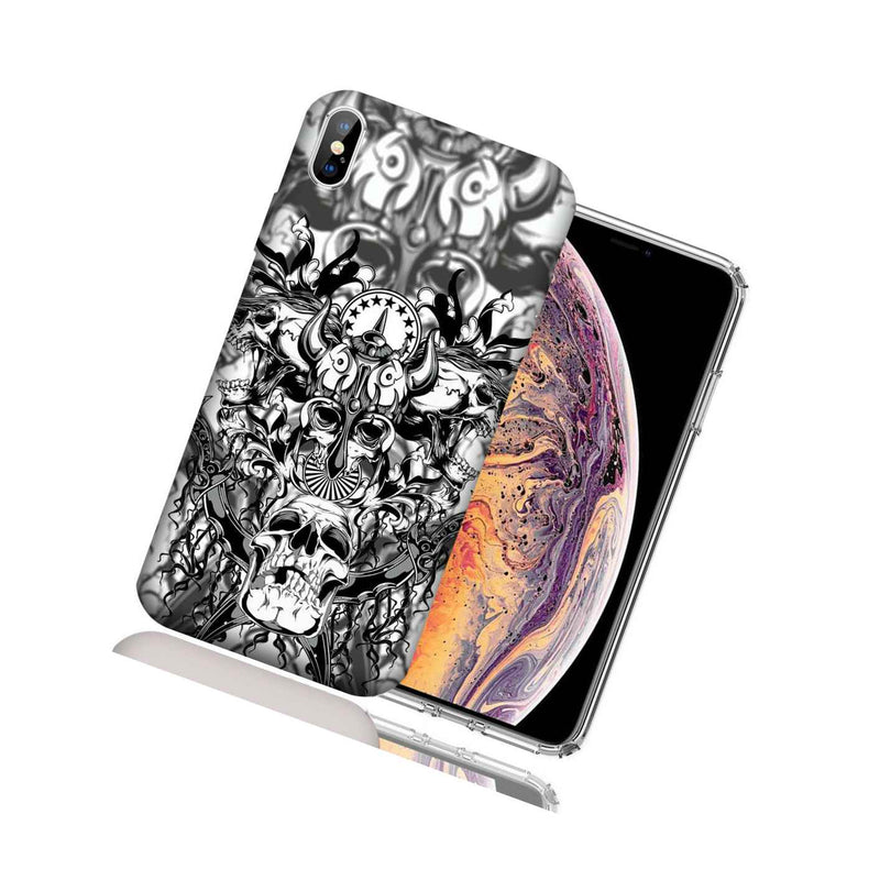 Mundaze Apple Iphone Xs Max 6 5 Uv Printed Design Case Viking Skulls Cover