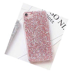 For Iphone 8 Plus Hard Tpu Rubber Gel Case Cover Pink Shiny Glitter Sequins