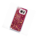 For Samsung Galaxy S7 Edge Pink Hard Flowing Liquid Case Waterfall Glitter Star