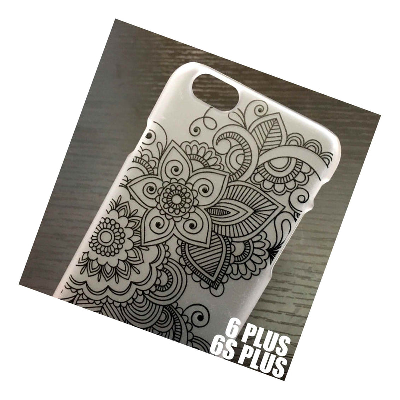 For Iphone 6 6S Plus Hard Ultra Thin Case Cover Black Damask Flower
