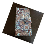 For Iphone 7 8 Plus Blue Paisley Flower Card Wallet Pouch Diary Case Cover