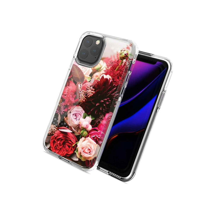 For Apple Iphone 12 Mini Colorful Flowers Design Double Layer Phone Case Cover