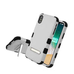 For Iphone Xs Max 6 5 Hard Soft Hybrid Kickstand Armor Case Cover Grey