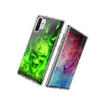 For Samsung Galaxy Note 10 Green Flaming Skull Design Double Layer Case