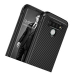 For Lg Stylo 6 Hard Hybrid Armor Impact Phone Case Cover Black Carbon Fiber