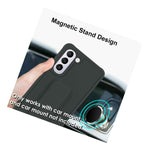For Samsung Galaxy S21 6 2 Magnetic Foldable Hand Kickstand Black Nonslip Case