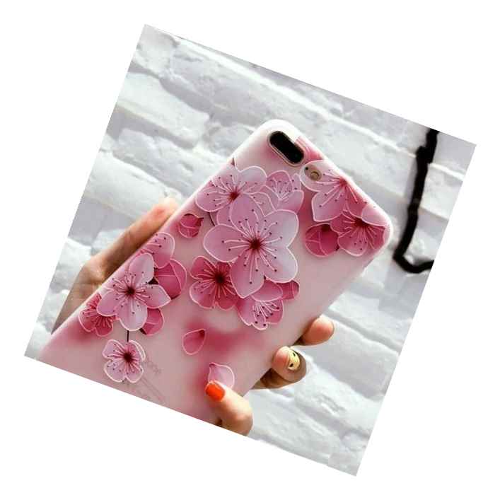 For Iphone 7 Plus 8 Plus Tpu Rubber Skin Case Cover Pink Cherry Blossoms