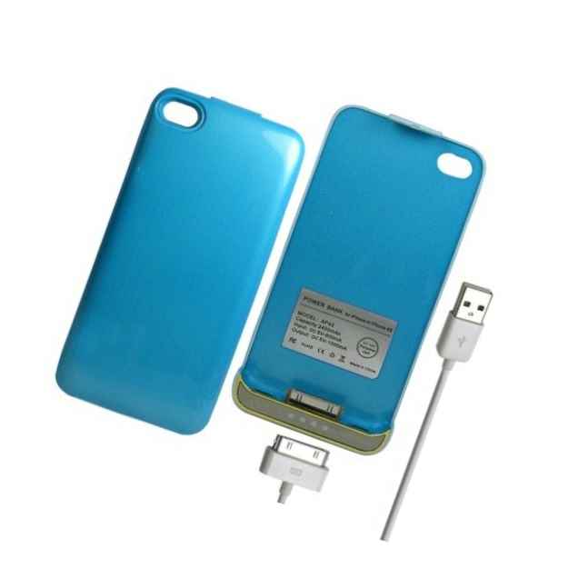 Power Bank Iphone 4 4S Battery Case 2400Mah Blue