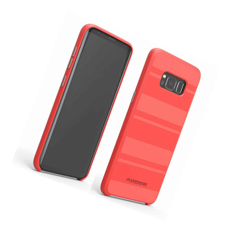 Puregear Softtek For Samsung S8 Deep Coral Stripes New