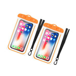 2X Universal Waterproof Phone Case With Neck Strap Devices Up To 6 In Orange