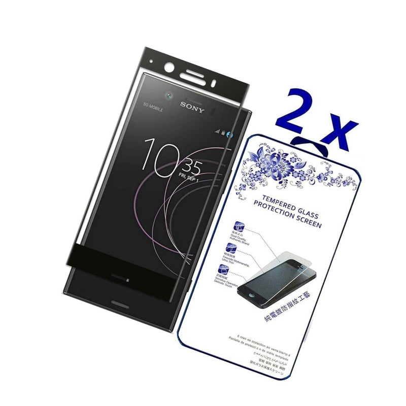 2 Pack For Sony Xz1 Compact Full Cover Tempered Glass Screen Protector Black