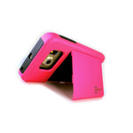 Coveron For Samsung Galaxy S6 Edge Case Hybrid Card Holder Hot Pink Cover