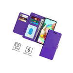 Purple Rfid Blocking Flip Folio Leather Wallet Phone Case For Samsung Galaxy A71