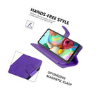 Purple Rfid Blocking Flip Folio Leather Wallet Phone Case For Samsung Galaxy A71