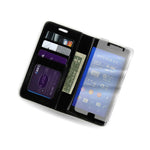 Coveron For Sony Xperia Z3 Credit Card Wallet Case Screen Protector Black