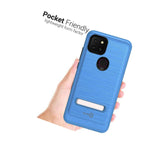 For Tcl T Mobile Revvl 5G Case Magnetic Metal Kickstand Blue Hard Phone Cover