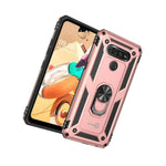 For Lg K51 Reflect Case Ring Metal Kickstand Rose Gold Hard Rugged Phone Cover