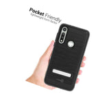 For Motorola Moto G Fast Case Magnetic Metal Kickstand Black Hard Phone Cover
