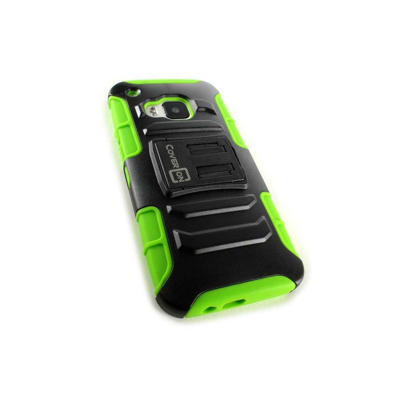 Coveron For Htc One M9 Holster Case Kickstand Tough Cover Neon Green Black