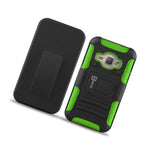 For Samsung Galaxy J1 Galaxy Amp 2 Belt Clip Case Green Holster Hybrid Cover