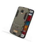 For Motorola Moto Z Droid Phone Case Armor Kickstand Slim Hard Cover Gray