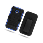 For Motorola Moto E Stand Blue Black Hard Soft Case Belt Clip Holster Cover