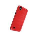 Hybrid Slim Hard Faux Metal Phone Cover Case For Lg X Power K6P Red