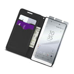 For Sony Xperia Z5 Card Case Purple Love Design Wallet Phone Cover