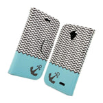 For Zte Allstar Stratos Card Case Blue Chevron Design Wallet Phone Cover