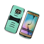 Coveron For Samsung Galaxy S6 Edge Case Hybrid Kickstand Hard Cover Teal