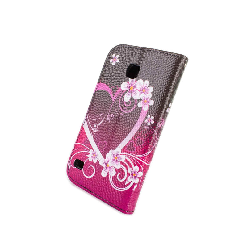 For Huawei Union Card Case Purple Love Design Wallet Phone Cover