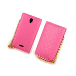 For Alcatel One Touch Pop Astro Wallet Hot Pink Purse Quilted Bag Mirror Pouch