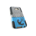 Blue Chevron Design Hybrid Kickstand Phone Cover Case For Samsung Galaxy S6
