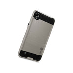 For Lg X Power K6P Case Silver Black Slim Rugged Hybrid Phone Cover