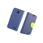 Coveron For Lg Optimus L90 Wallet Case Navy Green Credit Card Folio Cover